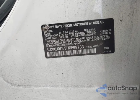 2017 BMW X6 Sdrive35I from USA, damaged, VIN 5UXKU0C58H0F99733